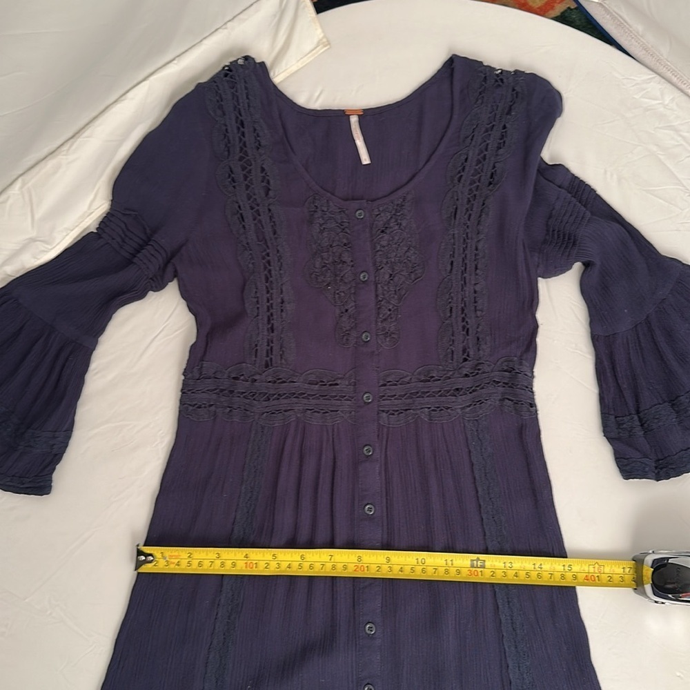Free People navy boho three quarter bell sleeve maxi dress 2 - Picture 12 of 12